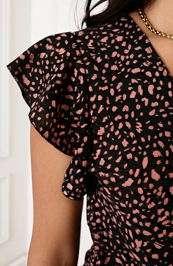 Midi Jurk Cheetah Jenny Zwart Koraal 7 Midi Jurk Cheetah Jenny Zwart Koraal - Afbeelding 7