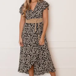 Midi Jurk Floral Jenny Taupe -Mooie Stijl Verkoop Midi Jurk Floral Jenny Taupe 8 586x900 1