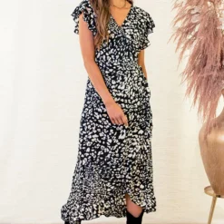 Midi Jurk Leopard Jenny Zwart