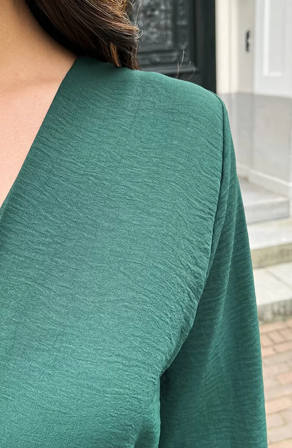 Midi Jurk Met Zakken Leah Smaragd 9 Midi Jurk Met Zakken Leah Smaragd - Afbeelding 9