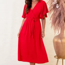 Midi Jurk Nikkie Rood -Mooie Stijl Verkoop Midi Jurk Nikkie Rood 2 586x900 2