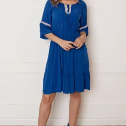 Offshoulder Jurk Laila Kobalt -Mooie Stijl Verkoop Offshoulder Jurk Laila Kobalt 8 586x900 1