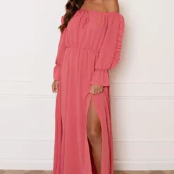 Offshoulder Jurk Met Split Bibi Dust Roze