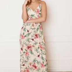 Palm Spaghetti Jurk Jacky Beige -Mooie Stijl Verkoop Palm Spaghetti Jurk Jacky Beige 4 586x900 1