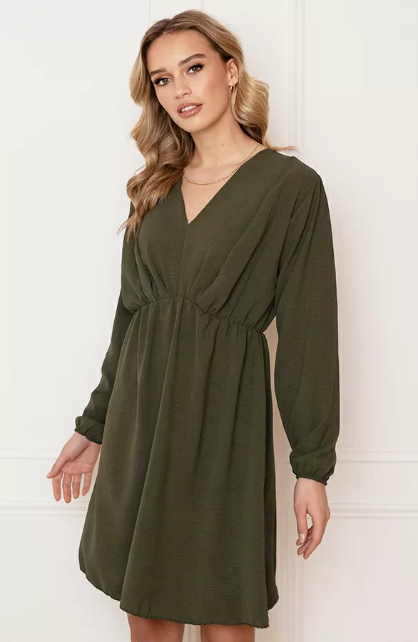 Plooien V-hals Jurk Tess Army 3 Plooien V-hals Jurk Tess Army - Afbeelding 3