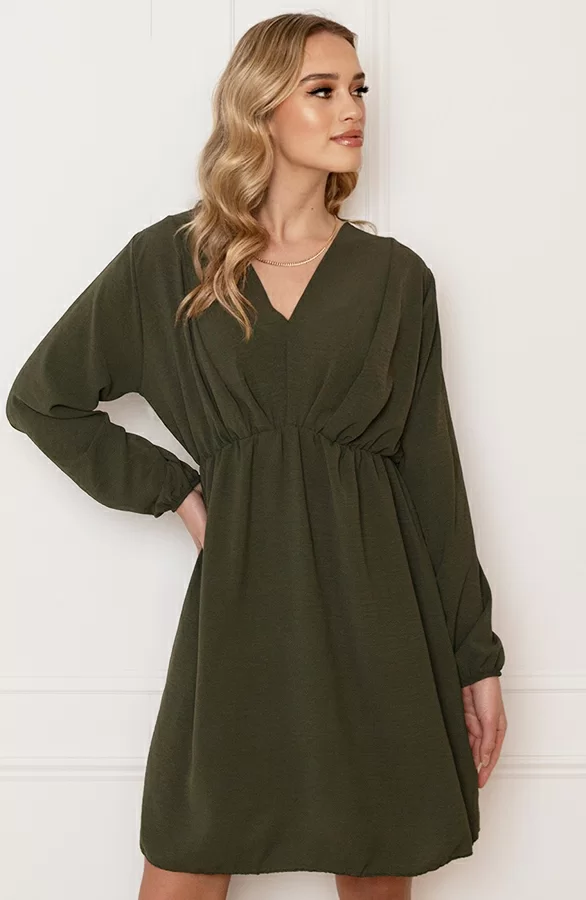 Plooien V-hals Jurk Tess Army 8 Plooien V-hals Jurk Tess Army - Afbeelding 8