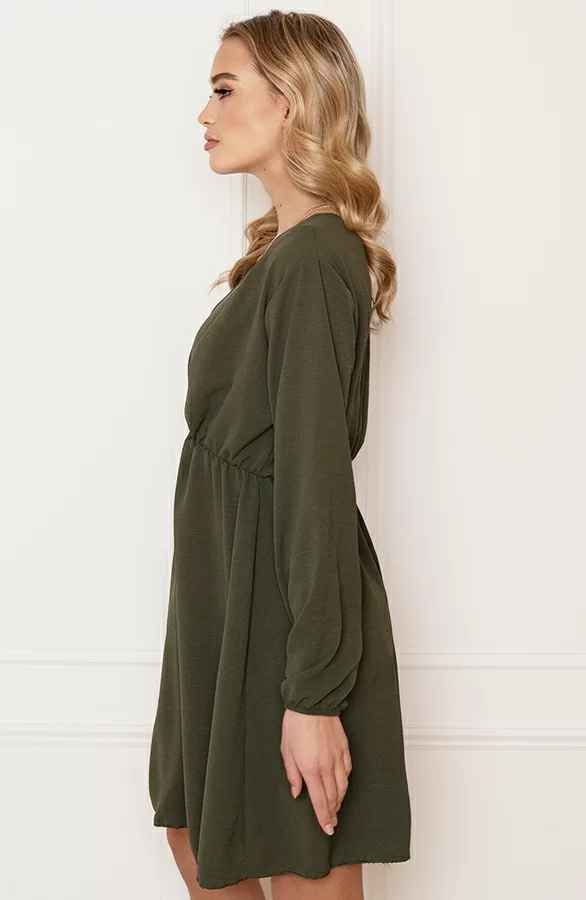 Plooien V-hals Jurk Tess Army 5 Plooien V-hals Jurk Tess Army - Afbeelding 5