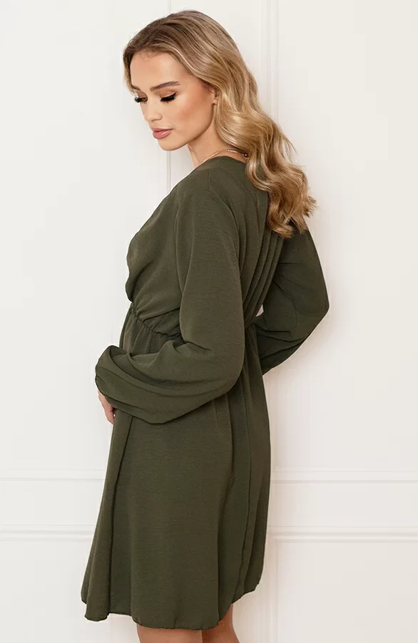 Plooien V-hals Jurk Tess Army 6 Plooien V-hals Jurk Tess Army - Afbeelding 6