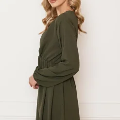 Plooien V-hals Jurk Tess Army 12 Plooien V-hals Jurk Tess Army -Mooie Stijl Verkoop Plooien V hals Jurk Tess Army 6 586x900 1