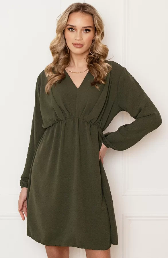 Plooien V-hals Jurk Tess Army 1 Plooien V-hals Jurk Tess Army