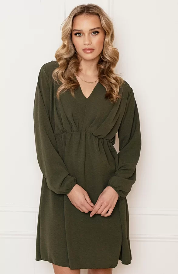 Plooien V-hals Jurk Tess Army 2 Plooien V-hals Jurk Tess Army - Afbeelding 2