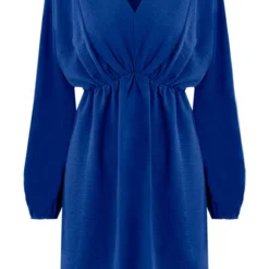 Plooien V-hals Jurk Tess Kobalt -Mooie Stijl Verkoop Plooien V hals Jurk Tess Kobalt 586x900 1