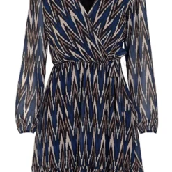 Print Strik Jurk Vivian Kobalt -Mooie Stijl Verkoop Print Strik jurk Vivian Kobalt 1 586x900 1