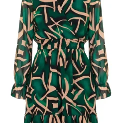 Print V-hals Jurk Lauren Smaragd Goud 13 Print V-hals Jurk Lauren Smaragd Goud -Mooie Stijl Verkoop Print V hals Jurk Lauren Smaragd Goud 2 586x900 2