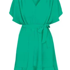 Ruches Jurk Mandy Bright Green -Mooie Stijl Verkoop Ruches Jurk Mandy Bright Green 586x900 1