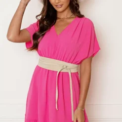 Ruches Jurk Mandy Fuchsia