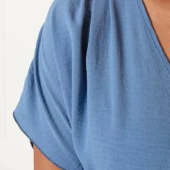 Ruches Jurk Mandy Jeansblauw -Mooie Stijl Verkoop Ruches Jurk Mandy Jeansblauw 6 586x900 1