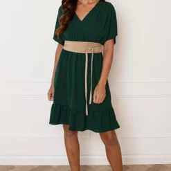 Ruches Jurk Mandy Smaragd -Mooie Stijl Verkoop Ruches Jurk Mandy Smaragd 4 586x900 1