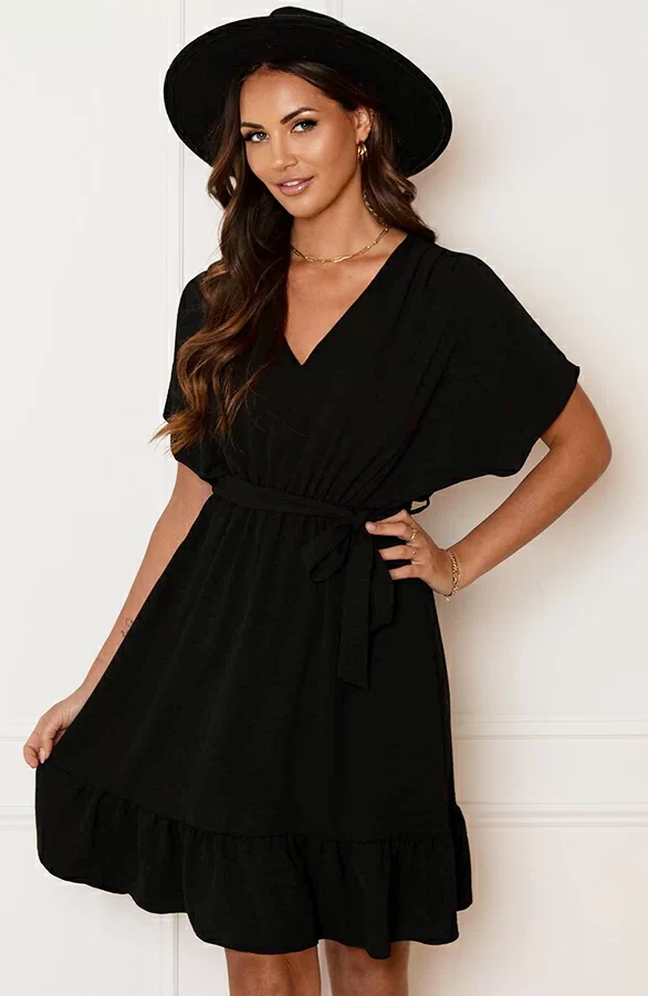 Ruches Jurk Mandy Zwart