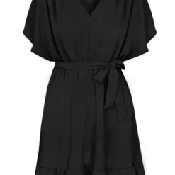 Ruches Jurk Mandy Zwart -Mooie Stijl Verkoop Ruches Jurk Mandy Zwart 586x900 1