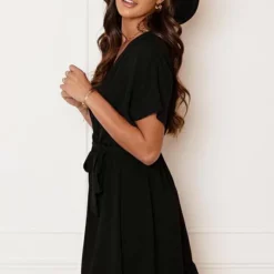 Ruches Jurk Mandy Zwart -Mooie Stijl Verkoop Ruches Jurk Mandy Zwart 6 586x900 1