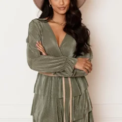 Silky Ribstof Jurk Evy Army -Mooie Stijl Verkoop Silky Ribstof Jurk Evy Army 1 586x900 1