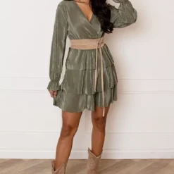 Silky Ribstof Jurk Evy Army -Mooie Stijl Verkoop Silky Ribstof Jurk Evy Army 5 586x900 1