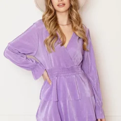 Silky Ribstof Jurk Evy Lila