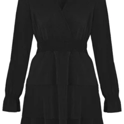 Silky Ribstof Jurk Evy Zwart -Mooie Stijl Verkoop Silky Ribstof Jurk Evy Zwart 586x900 1