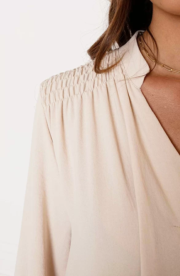 Smocked Maxi Jurk Babette Beige 6 Smocked Maxi Jurk Babette Beige - Afbeelding 6