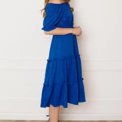 Smocked Offshoulder Jurk Sophia Kobalt 9 Smocked Offshoulder Jurk Sophia Kobalt -Mooie Stijl Verkoop Smocked Offshoulder Jurk Sophia Kobalt 1 586x900 1