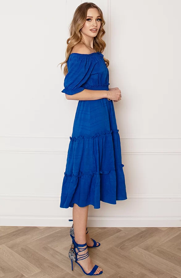 Smocked Offshoulder Jurk Sophia Kobalt 4 Smocked Offshoulder Jurk Sophia Kobalt - Afbeelding 4