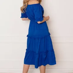 Smocked Offshoulder Jurk Sophia Kobalt 10 Smocked Offshoulder Jurk Sophia Kobalt -Mooie Stijl Verkoop Smocked Offshoulder Jurk Sophia Kobalt 2 586x900 1