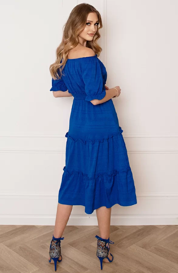 Smocked Offshoulder Jurk Sophia Kobalt 5 Smocked Offshoulder Jurk Sophia Kobalt - Afbeelding 5