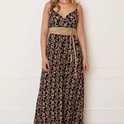 Spaghetti Jurk Jacky Camel Zwart