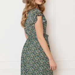 Strik Jurk Bloemenprint Jade Blauw -Mooie Stijl Verkoop Strik Jurk Bloemenprint Jade Blauw 1 586x900 1