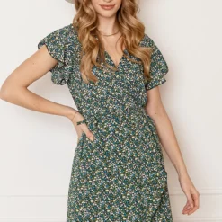 Strik Jurk Bloemenprint Jade Blauw