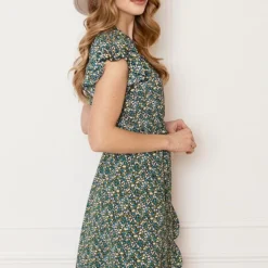 Strik Jurk Bloemenprint Jade Blauw -Mooie Stijl Verkoop Strik Jurk Bloemenprint Jade Blauw 5 586x900 1