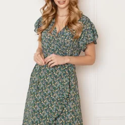 Strik Jurk Bloemenprint Jade Blauw -Mooie Stijl Verkoop Strik Jurk Bloemenprint Jade Blauw 6 586x900 1