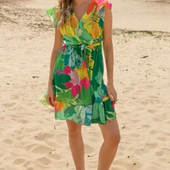 Strik Jurk Grote Bloemenprint Lea Multicolor -Mooie Stijl Verkoop Strik Jurk Grote Bloemenprint Lea Multicolor 1 586x900 1