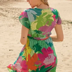 Strik Jurk Grote Bloemenprint Lea Multicolor -Mooie Stijl Verkoop Strik Jurk Grote Bloemenprint Lea Multicolor 5 586x900 1