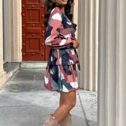 Strik Jurk Met Print Ida Multicolor -Mooie Stijl Verkoop Strik Jurk Met Print Ida Multicolor 2 586x900 1