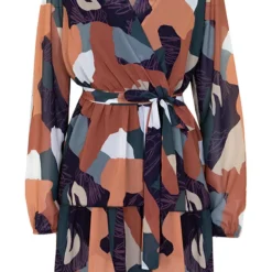 Strik Jurk Met Print Ida Multicolor -Mooie Stijl Verkoop Strik Jurk Met Print Ida Multicolor 2 586x900 2