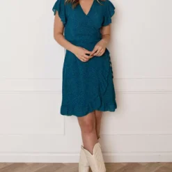 Strik Jurk Panterprint Jade Kobalt -Mooie Stijl Verkoop Strik Jurk Panterprint Jade Kobalt 4 586x900 1