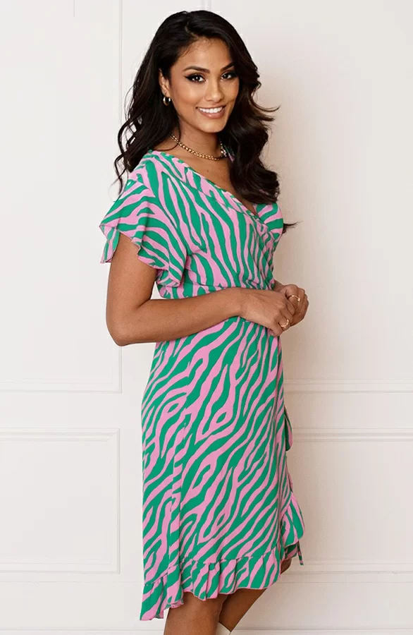 Strik Jurk Zebraprint Jade Groen Roze 3 Strik Jurk Zebraprint Jade Groen Roze - Afbeelding 3