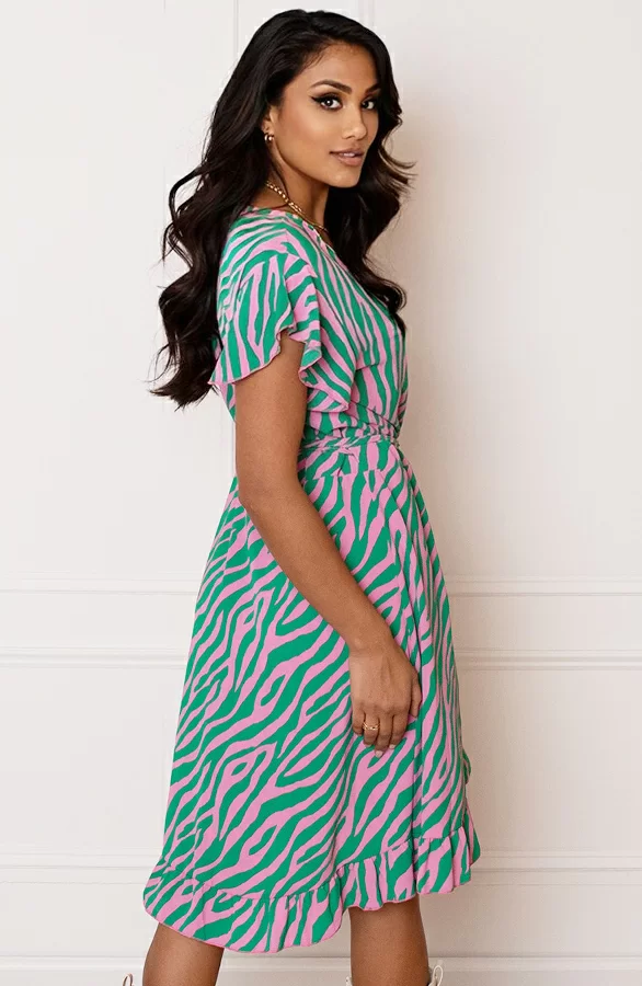 Strik Jurk Zebraprint Jade Groen Roze 4 Strik Jurk Zebraprint Jade Groen Roze - Afbeelding 4