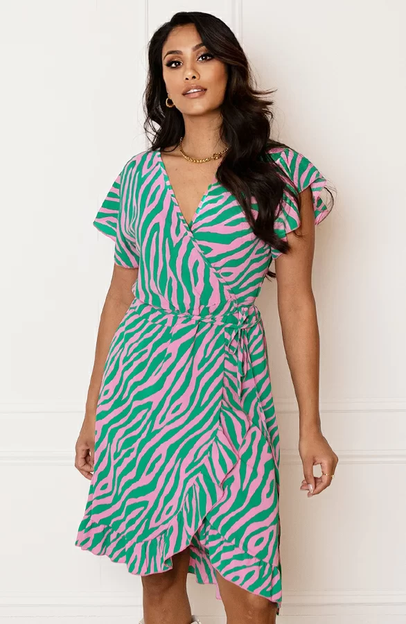 Strik Jurk Zebraprint Jade Groen Roze 2 Strik Jurk Zebraprint Jade Groen Roze - Afbeelding 2