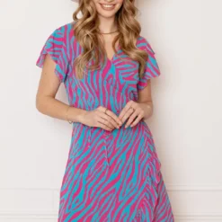 Deal Strik Jurk Jade -Mooie Stijl Verkoop Strik Jurk Zebraprint Jade Roze Blauw 3 586x900 1