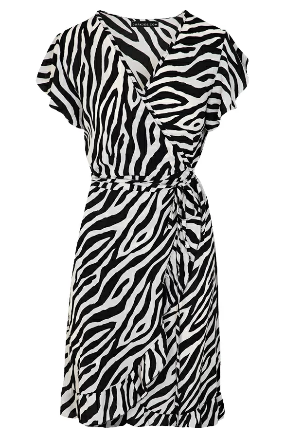 Strik Jurk Zebraprint Jade Zwart Wit 7 Strik Jurk Zebraprint Jade Zwart Wit - Afbeelding 7