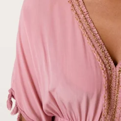 V-hals Lurex Jurk Maris Dust Pink -Mooie Stijl Verkoop V HALS LUREX JURK MARIS DUST PINK 8 586x900 1